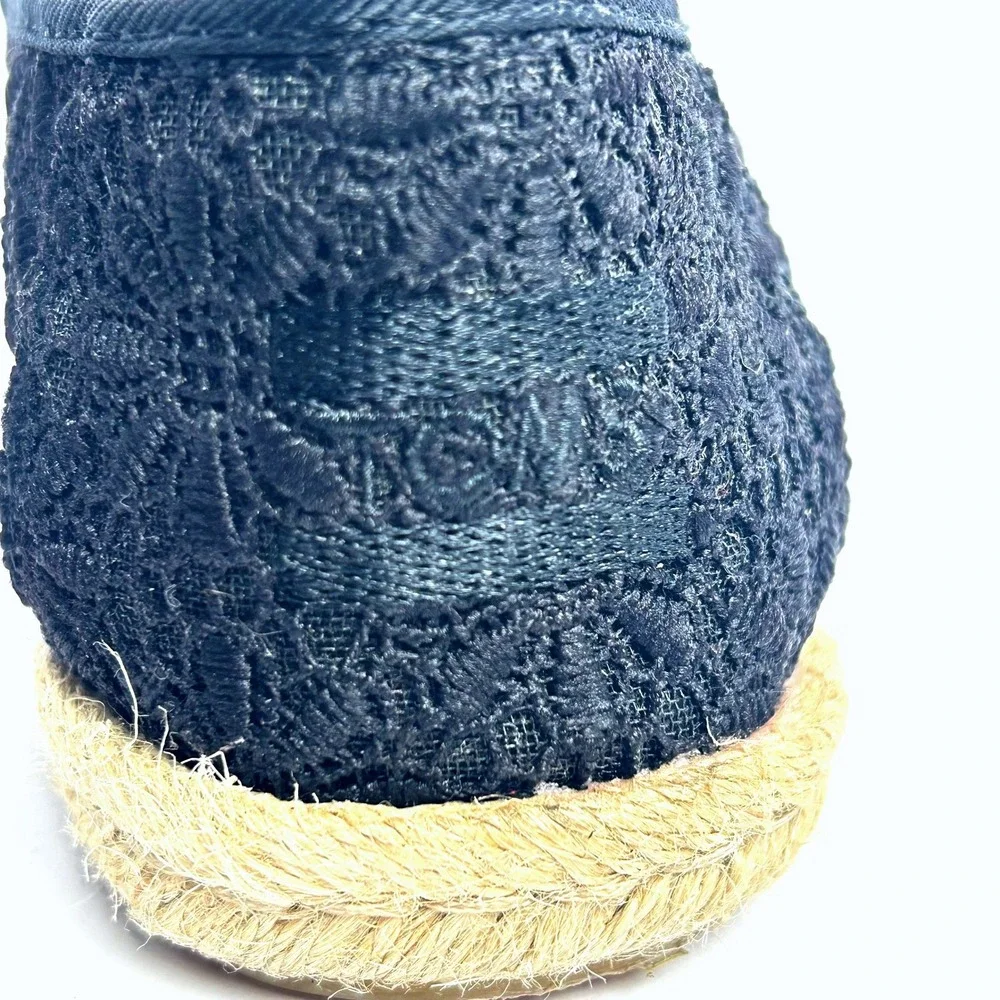 TOMS Black Lace Espadrille‎ Slip On Casual Shoes Women's Size 5.5